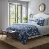 Laura Ashley 7pc Full/Queen Branch Toile 100% Cotton Duvet Cover Bonus Set Blue