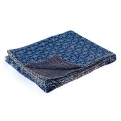 HomeRoots 50" X 70" Blue Kantha Cotton Floral Throw Blanket With Embroidery 6 HomeRoots 50" X 70" Blue Kantha Cotton Floral Throw Blanket With Embroidery -Bedding Discounts GUEST 6e21c3b3 a2b4 4555 bf21 818e74e799e0