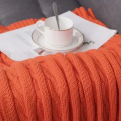 PiccoCasa Soft 100% Cotton Knitted Lightweight Cable Bed Home Decorative Blanket -Bedding Discounts GUEST 6f52aa45 0c14 43e4 a6a8 4ce5b3f73743