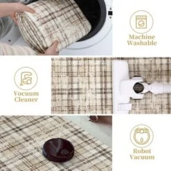 Modern Plaid Living Room Area Rug, Machine Washable Floor Carpet, Non-Slip Checkered Soft Rug, Low-Pile Non-Shedding Accent Rug, Indoor Foldable Rug -Bedding Discounts GUEST 6fe098b6 87e6 446a b9a2 f402c737fcdc
