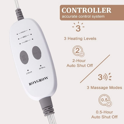 Weighted Heating Pad With 2 Massagers, 5lb Electric Heat Pad For Back, Neck & Shoulders, 12"x24" Grey With 3 Heat Levels & 3 Massage Modes 2 Weighted Heating Pad With 2 Massagers, 5lb Electric Heat Pad For Back, Neck & Shoulders, 12"x24" Grey With 3 Heat Levels & 3 Massage Modes - Image 2