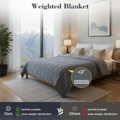 Gkyet Weighted Blanket(78" X 85",25lbs) Twin Size Soft Cooling Heavy Blanket Breathable With Glass Bead Perfect For 220-280 Lbs,Machine Washable Grey