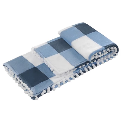 PiccoCasa Flannel Pom-Pom Tartan Checkered Fleece Throw Blanket 1Pc 7 PiccoCasa Flannel Pom-Pom Tartan Checkered Fleece Throw Blanket 1Pc - Image 7