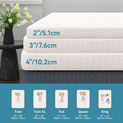 Dyonery Memory Foam Mattress Topper Queen 2 Inch, Breathable Bed Topper With Removable Cover, High-Density Mattress Pad For Pain Relief, No Smell 4 Dyonery Memory Foam Mattress Topper Queen 2 Inch, Breathable Bed Topper With Removable Cover, High-Density Mattress Pad For Pain Relief, No Smell - Image 4