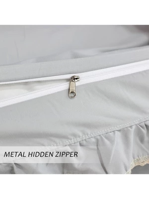 ZHH Lace Preppy Ruffled Duvet Cover Twin Size Set With 1 Duvet Cover And 2 Pillow Shams - Twin, Grey 4 ZHH Lace Preppy Ruffled Duvet Cover Twin Size Set With 1 Duvet Cover And 2 Pillow Shams - Twin, Grey - Image 4