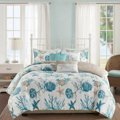 Madison Park 6pc Ocean View Cotton Sateen Duvet Cover Set Aqua 1 Madison Park 6pc Ocean View Cotton Sateen Duvet Cover Set Aqua