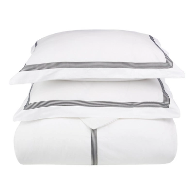 Solid Modern 200-Thread Count Ultra-Soft Breathable Cotton Embroidered Traditional Duvet Cover Set With Matching Pillowshams By Blue Nile Mills 1 Solid Modern 200-Thread Count Ultra-Soft Breathable Cotton Embroidered Traditional Duvet Cover Set With Matching Pillowshams By Blue Nile Mills