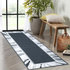 Coucheta Area Rug, Gray Washable Rug, Bordered Entryway Rug, For Home Modern Bedroom Rug, Non-Slip Low Pile Carpet, Foldable Kitchen Rugs -Bedding Discounts GUEST 779d10f7 3daa 4462 bb53 730054bfc633