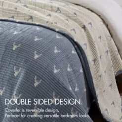 JUJABU 3-Piece Coverlet Set With Rustic Stag Head Design, Reversible Dual-Color Jacquard & Easy Machine Wash -Bedding Discounts GUEST 77ac94f5 f525 4f70 bd8c ed9ddd6da593