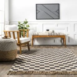 NuLOOM Connie Checkered Wool/Jute Tasseled Area Rug -Bedding Discounts GUEST 784bcfd0 0957 4ad7 a605 9a4e56dbb94c