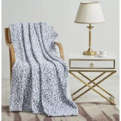 Noble House Extra Heavy And Plush Oversized Throw Blanket 50" X 70" - Grey White Leopard -Bedding Discounts GUEST 78c7327f 1f4e 4e21 9372 3c693eb57c0a