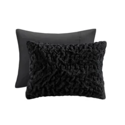 Madison Park 3pc Full/Queen Dakota Ruched Fur Down Alternative Comforter Set Black -Bedding Discounts GUEST 78f054c3 3a82 4a68 b68c 048113225a63