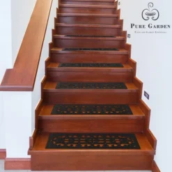 Set Of 2 Non-Slip Stair Treads For Wooden Steps - Heavy Duty Decorative Runner With Traction Control Grip - Outdoor Rubber Mats By Pure Garden (Black) -Bedding Discounts GUEST 79b2ea1e 948e 4730 8c6c d4fe0f2e3b0a 1