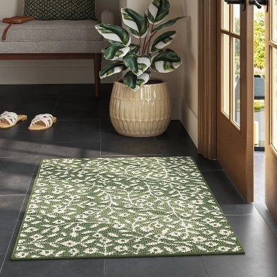 2'x3' Botanical Washable Accent Rug Fern Green - Threshold™ 1 2'x3' Botanical Washable Accent Rug Fern Green - Threshold™