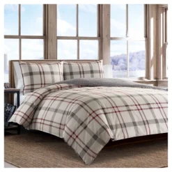 Eddie Bauer Portage Bay Plaid Comforter And Sham Set Silver -Bedding Discounts GUEST 7ba696e6 95c9 44be 80ee e1accb981c6c 1