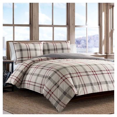 Portage Bay Plaid Duvet Cover And Sham Set Silver - Eddie Bauer® 4 Portage Bay Plaid Duvet Cover And Sham Set Silver - Eddie Bauer® - Image 4