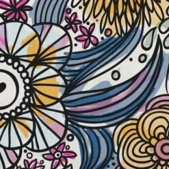 16"x16" Flower Melange Square Throw Pillow Blue/Yellow - E By Design: Bohemian Indoor Decor, Polyester