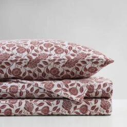 NicBex 4 PCS Rust Floral Sheet Set,Bedding Set With 1 Flat Sheet,1 Fitted Sheet,2 Pillowcase,Bed Set For All Seasons,Machine Washable,Red -Bedding Discounts GUEST 7c934a19 a6cd 453c 94fe d842e52f5cb3