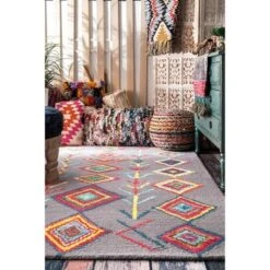 Nuloom Belini Moroccan 4x6 Wool Area Rug For Living Room Bedroom Dining Room Kitchen, Grey/Multicolor -Bedding Discounts GUEST 7d4e2f12 aa10 4f20 833a 816e0d2b7012