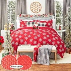 The Lakeside Collection Red Snowflake Quilt Set With Shams - Full/Queen -Bedding Discounts GUEST 7d653ad5 4ebf 4d8e aa4a c5d8ff288115