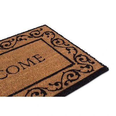 BirdRock Home Welcome Coir Doormat With Scroll Border - 18 X 30" 2 BirdRock Home Welcome Coir Doormat With Scroll Border - 18 X 30" - Image 2