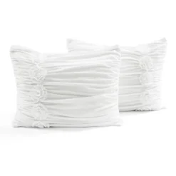 King 3pc Darla Comforter & Sham Set White - Lush Décor: OEKO-TEX Certified, Polyester Fill, Ruched Design -Bedding Discounts GUEST 7e7b7984 ccd6 46e8 a3e4 f870872c1d7e