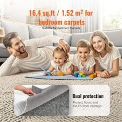 VEVOR - Slip-Resistant Rug Pad - Protective Cushioning Carpet Pad - 9' X 12' - 1/4"Thick - Dual Surface - Polyester Felt + Latex - Gray -Bedding Discounts GUEST 7f8d6170 c6ca 48d1 a200 b9cf8384b22e