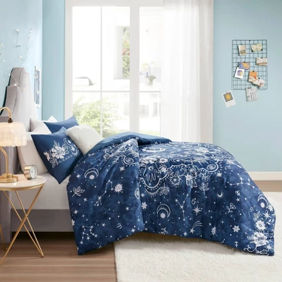 Zuri Celestial Duvet Cover Set Navy - Intelligent Design 2 Zuri Celestial Duvet Cover Set Navy - Intelligent Design - Image 2
