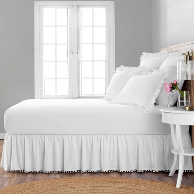 Belles & Whistles Pom Pom Trim 15" Drop Bed Skirt 2 Belles & Whistles Pom Pom Trim 15" Drop Bed Skirt - Image 2