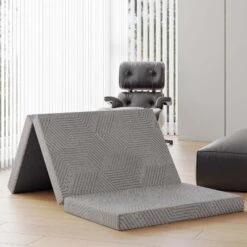 Dyonery 3 Inch Twin Size Folding Memory Foam Mattress, Fordable With Removable Cover Trifold Topper, For Guest, Dorm, Camping&Indoors, Gray -Bedding Discounts GUEST 810bc3b8 d539 4ca1 8895 8da902fd40e2