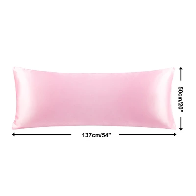 2 Pcs Body 20"x54" Satin Silky Soft Pillow Cover Pink - PiccoCasa 2 2 Pcs Body 20"x54" Satin Silky Soft Pillow Cover Pink - PiccoCasa - Image 2