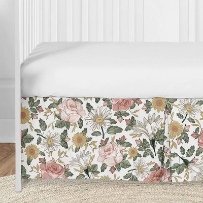 Sweet Jojo Designs Girl Baby Crib Bed Skirt Vintage Floral Pink Green And Yellow 2 Sweet Jojo Designs Girl Baby Crib Bed Skirt Vintage Floral Pink Green And Yellow - Image 2