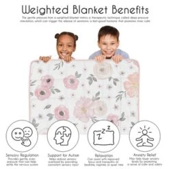 Sweet Jojo Designs Girl Toddler Weighted Blanket 5lbs. For Kids Watercolor Floral Pink And Grey -Bedding Discounts GUEST 850f9809 b937 4507 836d fe054e0f84bb