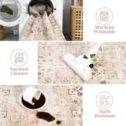 8x10 Rugs Non-Slip ¨C Vintage Distressed Area Rug Ultra-Soft Low Pile Carpet | Machine Washable Light Brown Rug With TPR Backing -Bedding Discounts GUEST 856fd4a8 5fc7 4140 8a30 6f6c7034c0b7