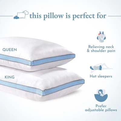 Luxury Bed Pillow, Adjustable 3-Chamber, Medium-Firm, Cooling, Down-Alt Around With Memory Foam - By California Design Den 2 Luxury Bed Pillow, Adjustable 3-Chamber, Medium-Firm, Cooling, Down-Alt Around With Memory Foam - By California Design Den - Image 2