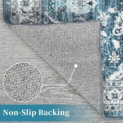 Vintage Floral Washable Runner Rug - Non-Slip Stain Resistant Kitchen & Bathroom Rug For Entrance, Laundry, Hallway, Bedroom -Bedding Discounts GUEST 87ca9c3b a99b 4d9a b794 8a4892789a26