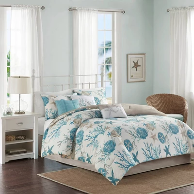 Madison Park 7pc Ocean View Cotton Sateen Comforter Set Aqua 10 Madison Park 7pc Ocean View Cotton Sateen Comforter Set Aqua - Image 10