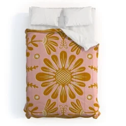 Sewzinski Boho Florals Comforter Set Pink/Yellow/White - Deny Designs -Bedding Discounts GUEST 89c65601 b05f 436e b3bc 4b2653d950b7