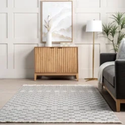 Nuloom Sunniva Checkered 4x6 Indoor Area Rug For Living Room Bedroom Dining Room Kitchen, Beige/Light Blue -Bedding Discounts GUEST 8a95b2e9 a75f 47fc 8520 22b8f64995ca