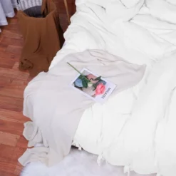 PiccoCasa Washed Cotton Solid With Bowknot Closure Design Duvet Cover Sets 3 Pcs With 2 Pillowcases Queen White -Bedding Discounts GUEST 8aa83491 294e 4879 9637 3f0f2faab184