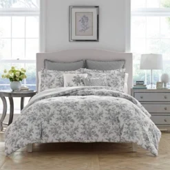 Laura Ashley Annalise Floral 100% Cotton Duvet Cover Bonus Set Gray -Bedding Discounts GUEST 8b5d26c9 d7b0 44a4 8a63 9063610e3fa2