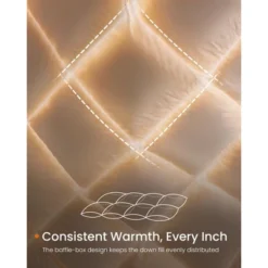 GENERIC Down Comforter, Down Duvet, King Size Duvet Insert, Feather Comforter With Corner Loops, 106 X 90 Inches, Cloud White -Bedding Discounts GUEST 8c948dc2 4d15 43ce 9542 ee73ca893b2a 1