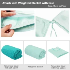 Costway 7 / 10 /15 / 20 Lbs Heavy Weighted Blanket 3 Piece Set W/ Hot & Cold Duvet Covers Green/Pink -Bedding Discounts GUEST 8d11ca65 bf42 4b7d 9ad6 83a9463b4f6b