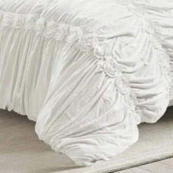 King 3pc Darla Comforter & Sham Set White - Lush Décor: OEKO-TEX Certified, Polyester Fill, Ruched Design -Bedding Discounts GUEST 8ec8e6ae ac33 4f35 af47 ab10ad877281