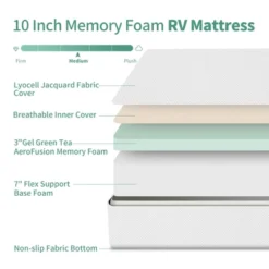Dyonery RV Mattress 8/10 Inch Memory Foam Mattress With Tencel Cover, Premier Cooling Green Tea/Gel Medium Firm Bed Mattress In Box,White -Bedding Discounts GUEST 8ed1d3ad bcbd 4ced 8433 9a561365d8d2