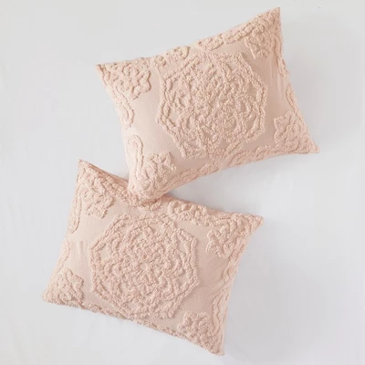 PDTEND 3-Piece King/Cal King Size Tufted Cotton Chenille Medallion Fringe Coverlet Set 1 PDTEND 3-Piece King/Cal King Size Tufted Cotton Chenille Medallion Fringe Coverlet Set