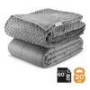 RELAX EDEN Adult Breathable Cotton Weighted Blanket With Removable Grey Duvet Cover, 60 X 80 Inch, 20 Pounds, Made W/Polyester And Glass Beads, Grey
