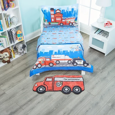 Everyday Kids Firetruck Bedroom Or Bathroom Rug - 15x30 In Hand Tufted 100% Cotton 1 Everyday Kids Firetruck Bedroom Or Bathroom Rug - 15x30 In Hand Tufted 100% Cotton