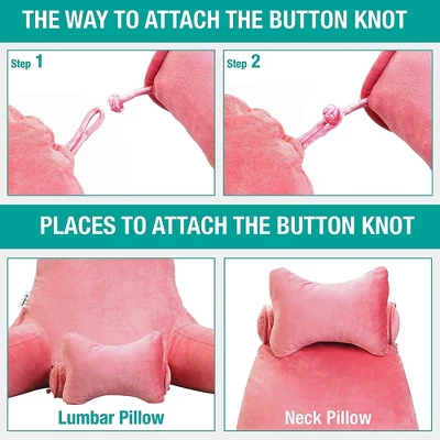 Vekkia Extra Large Velvety Reading And Bed Rest Pillow With Ultimate Back And Arm Support For Reading And Watching Television, Pink 4 Vekkia Extra Large Velvety Reading And Bed Rest Pillow With Ultimate Back And Arm Support For Reading And Watching Television, Pink - Image 4