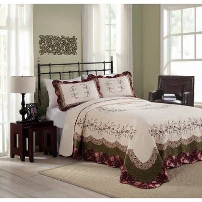 Modern Heirloom Brooke Bedspread Ivory/Green 3 Modern Heirloom Brooke Bedspread Ivory/Green - Image 3